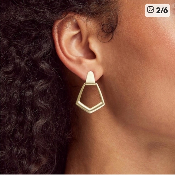 Kendra Scott Paxton Rose Gold Geometric Drop Earrings - Picture 1 of 8